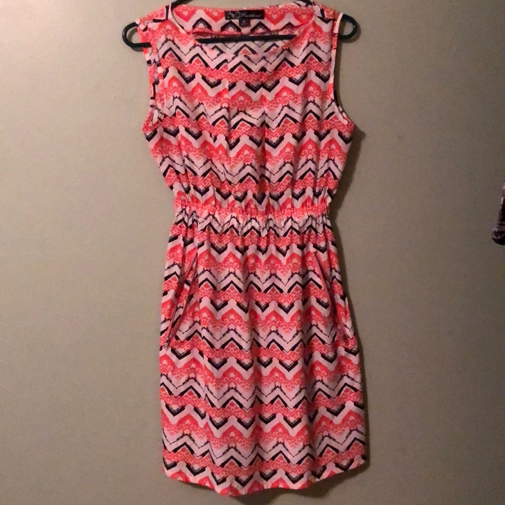 Pink, black, and white sun dress